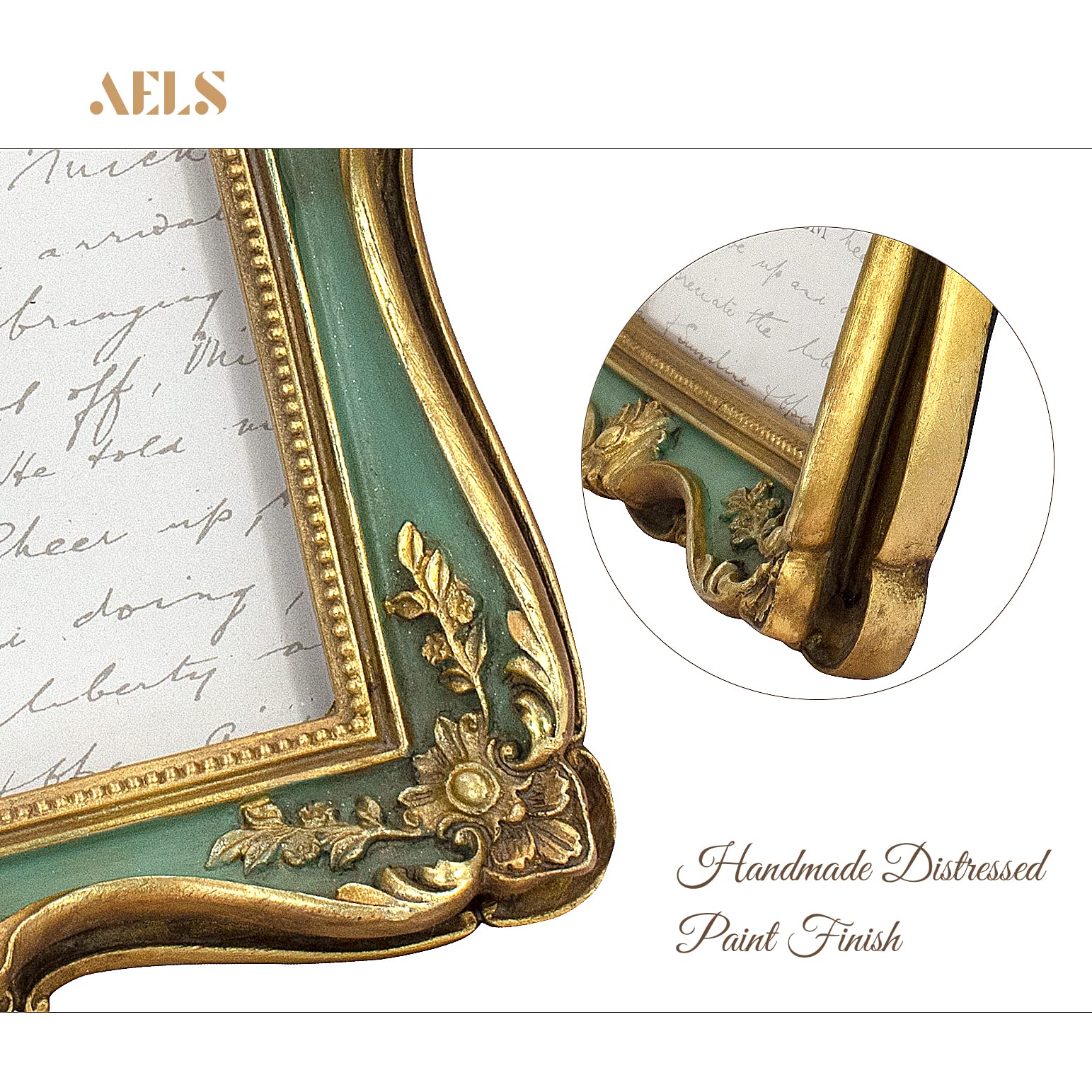 AELS 5x7 Inch Vintage Picture Frame, Elegant Antique Photo Frames with Glass Front, Photo Display, Tabletop Wall Hanging, Gift I